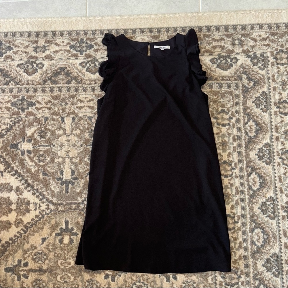 NAKED ZEBRA black sleeveless formal work dress with flutter sleeves